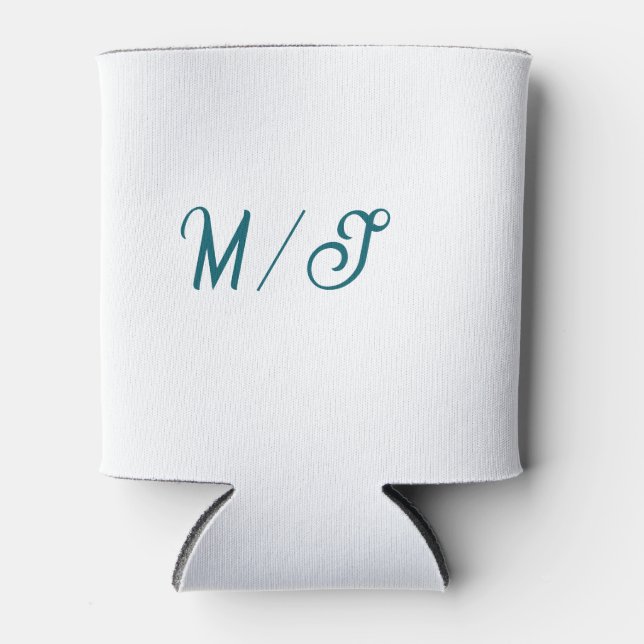 Rafraîchisseur Pour Canette Turquoise monogramme nom de couple marié simple st (Devant)