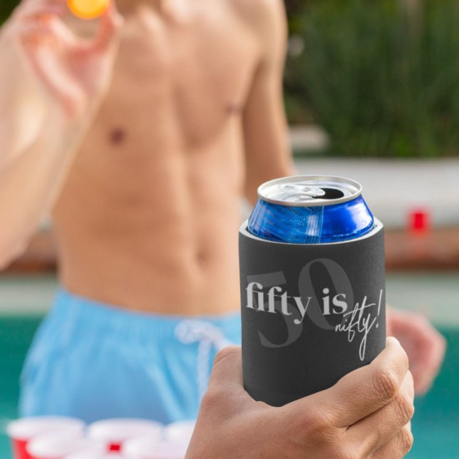 Rafraîchisseur Pour Canette Typographie audacieuse avec Calligraphie 50e anniv (Créateur téléchargé)