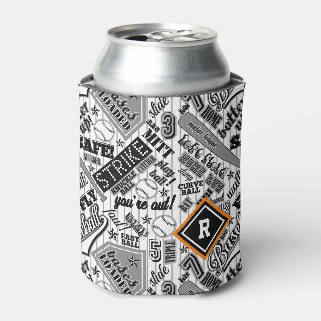 Rafraîchisseur Pour Canette Typographie de baseball Black White Stripes ID770 (Can devant)