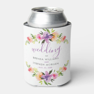 Rafraîchisseur Pour Canette Typographie moderne Aquarelles Fleurs Cadre