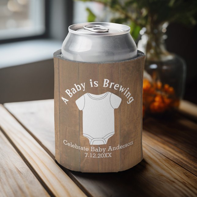 Rafraîchisseur Pour Canette Un bébé est en train de brasser - Genre Neutre Dou (Baby Shower Favor - Personalized Can Cooler for a Couple's Shower - A Baby is Brewing)