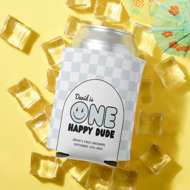 Rafraîchisseur Pour Canette Un joyeux Dude Super Blue Boy Anniversaire (Été in situ)