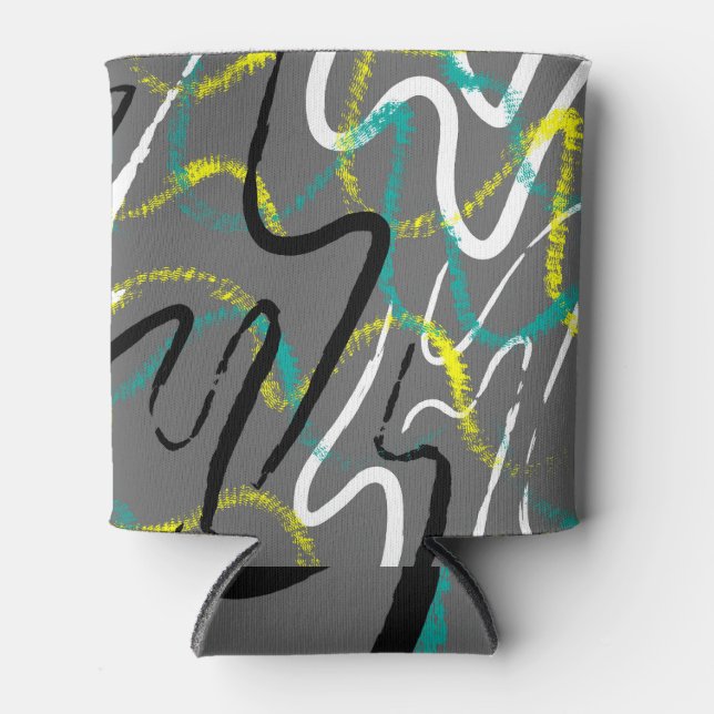 Rafraîchisseur Pour Canette Urbain Abstrait : Grunge Wave Lines. (Devant)
