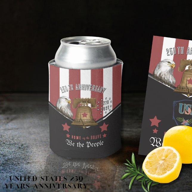 Rafraîchisseur Pour Canette US 250 We the People Hand-Drawn Eagle and  Bell (US 250 We the People Hand-Drawn Eagle and Bell Can Cooler)