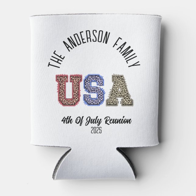 Rafraîchisseur Pour Canette USA Cheetah Imprimer Nom de la réunion personnalis (Devant)