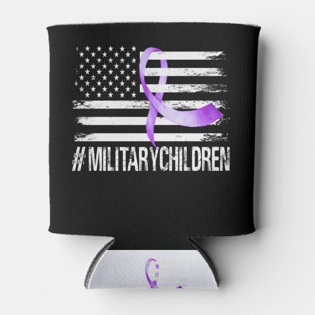 Rafraîchisseur Pour Canette USA Flag Ribbon, Purple Up ! Mois Tee pour l'armée (Devant)