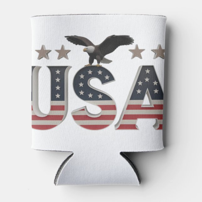 Rafraîchisseur Pour Canette USA Patriotic Eagle + Stars Drapeau Design pour Fi (Devant)
