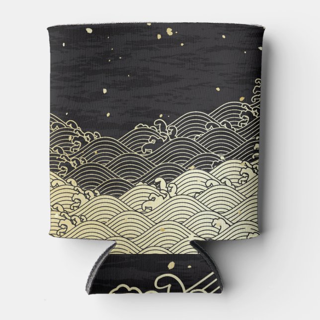 Rafraîchisseur Pour Canette Vague dorée, texture papier. (Devant)