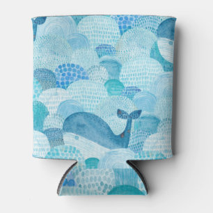 Rafraîchisseur Pour Canette Vagues, baleine, texture bleu enfantine