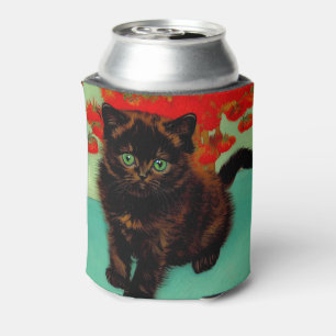 Rafraîchisseur Pour Canette Van Gogh Chat noir Fleurs rouges
