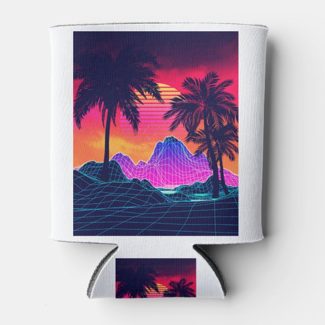 Rafraîchisseur Pour Canette Vaporwave rocks and palm trees (Devant)
