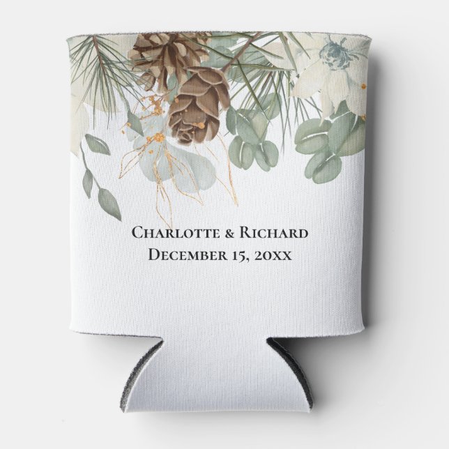 Rafraîchisseur Pour Canette Verdure rustique & Pinecones (Devant)