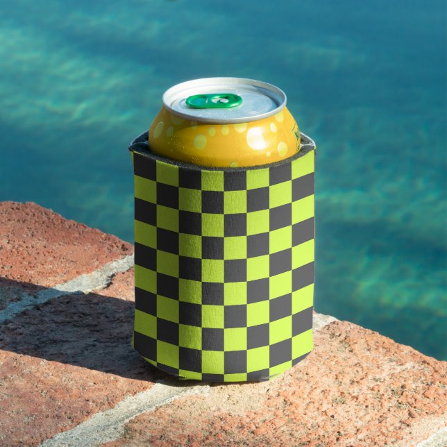 Rafraîchisseur Pour Canette Vert et gris À damiers Motif (Piscine in situ)