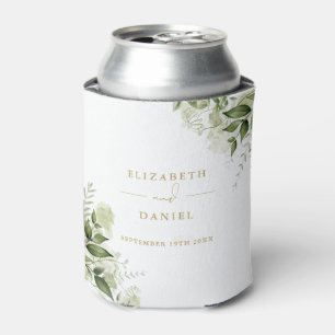 Rafraîchisseur Pour Canette Vert Floral Élégant Mariage Or