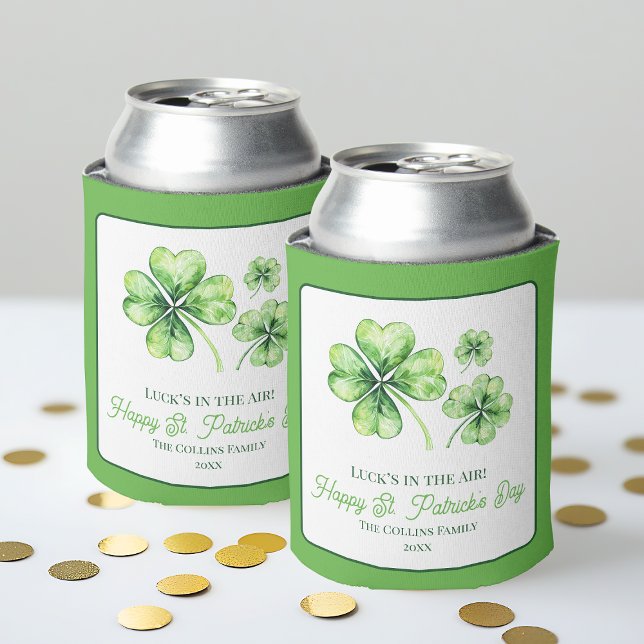 Rafraîchisseur Pour Canette Vert Quatre feuilles de trèfle Shamrock St. Patric (Green Four Leaf Clover Shamrock St. Patrick's Day Can Cooler)