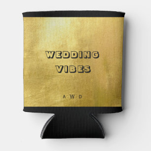 Rafraîchisseur Pour Canette Vibes Mariage en or métallique Monogramme Can Cool