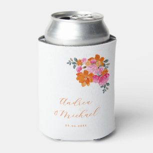 Rafraîchisseur Pour Canette Vibrant Rose Orange Floral Été Mariage personnalis