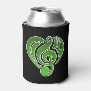 Rafraîchisseur Pour Canette Vibrations Amour Musical Cœur Vert Note De Musique