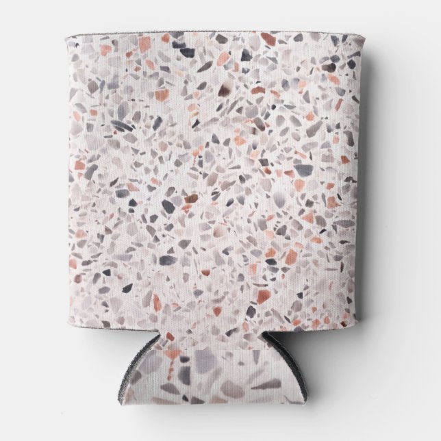Rafraîchisseur Pour Canette Vieille texture terrazzo, motif d'hamper. (Devant)