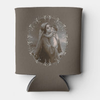 Vierge vintage et enfant avec cadre argenté