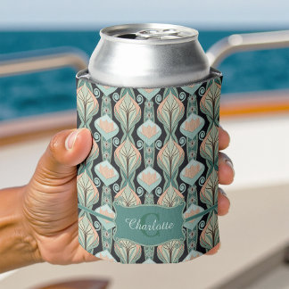 Rafraîchisseur Pour Canette Vintage Abstract Botanical Monogram Floral Pattern