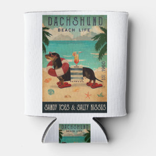 Rafraîchisseur Pour Canette Vintage Beach Cocktail Life Dachshund