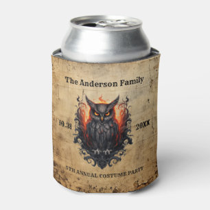 Rafraîchisseur Pour Canette Vintage Black Orange Owl Vieux Papier Halloween Pa