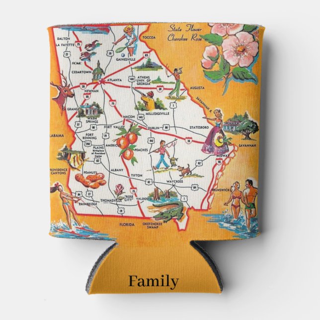 Rafraîchisseur Pour Canette Vintage Georgia Map (Devant)
