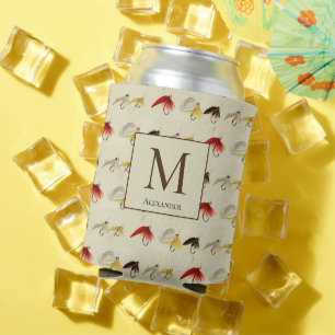 Rafraîchisseur Pour Canette Vintage Mouche Pêche Mouches Aquarelle Nautique