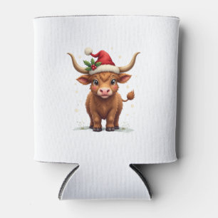 Rafraîchisseur Pour Canette Vintage Noël Vache des Highlands Mignonnes Fêtes d