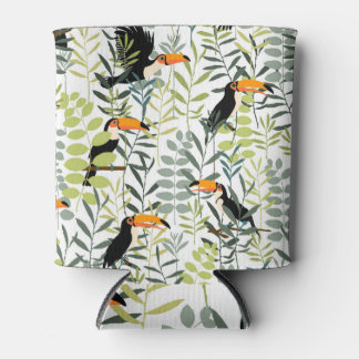 Rafraîchisseur Pour Canette Vintage Toucans Vert Feuille Motif