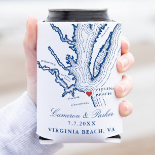 Rafraîchisseur Pour Canette Virginia Beach Map Elégant Marine Blue Wedding Fav
