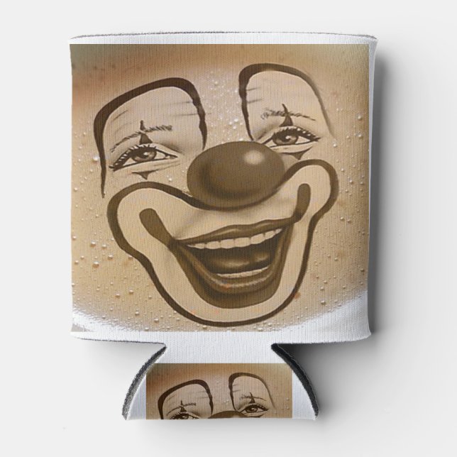 Rafraîchisseur Pour Canette visage clown en mousse de café (Devant)