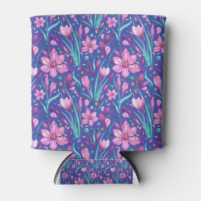 Rafraîchisseur Pour Canette Vivid pétales safran - Velours et vert turquoise (Devant)