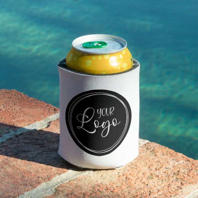 Rafraîchisseur Pour Canette Votre logo d'entreprise sur Black Circle (Piscine in situ)