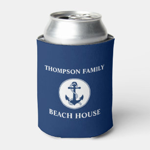 Rafraîchisseur Pour Canette Votre nom Beach House Ancre & Rope Blue