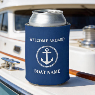 Rafraîchisseur Pour Canette Votre nom de bateau Bienvenue à bord de mer Ancre