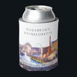 Rafraîchisseur Pour Canette Week-end de Bachelorette à l'aquarelle sur la skyl<br><div class="desc">Ce week-end de bachelorette à l'aquarelle sur la skyline de Las Vegas élégant peut être personnalisé avec vos informations dans une typographie chic. Conçu par Thisisnotme©</div>