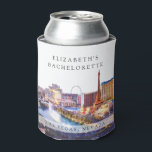 Rafraîchisseur Pour Canette Week-end de Bachelorette à l'aquarelle sur la skyl<br><div class="desc">Ce week-end de bachelorette à l'aquarelle sur la skyline de Las Vegas élégant peut être personnalisé avec vos informations dans une typographie chic. Conçu par Thisisnotme©</div>