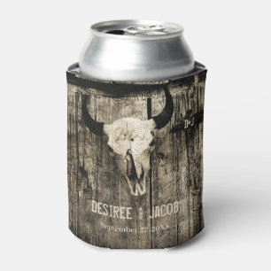 Rafraîchisseur Pour Canette Western Bull Skull Vintage Sepia Rustique Mariage