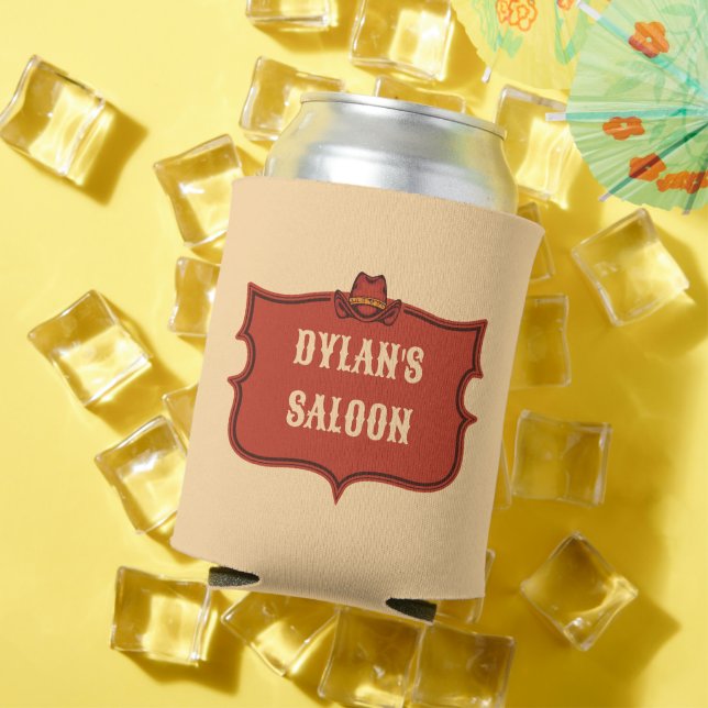 Rafraîchisseur Pour Canette Western Cowboy Monogramme Nom Rustique Salon (Été in situ)