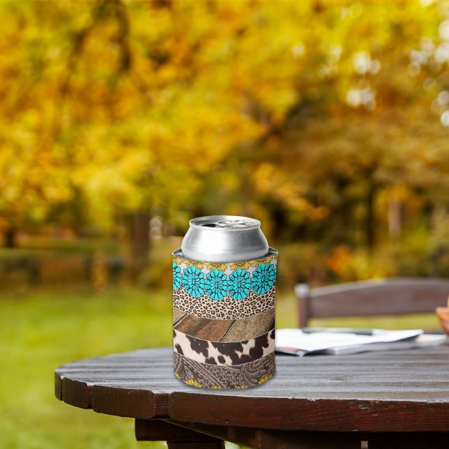 Rafraîchisseur Pour Canette Western Cowgirl Sublimation Faux Motifs en cuir (Créateur téléchargé)