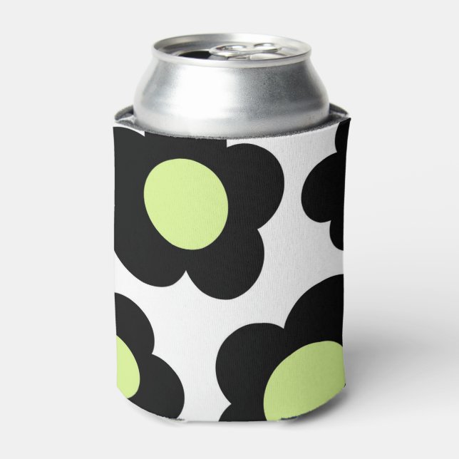 Rafraîchisseur Pour Canette Whimsical Black & Lime Green Floral Retro Gourme (Can devant)