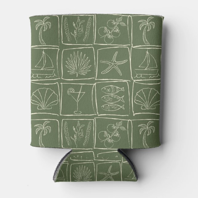 Rafraîchisseur Pour Canette Whimsical Coastal Mediterranean Tile Olive Grove (Devant)