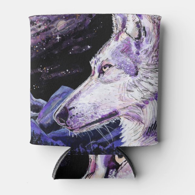 Rafraîchisseur Pour Canette Wolf Space Mountains Forêt Peinture (Devant)