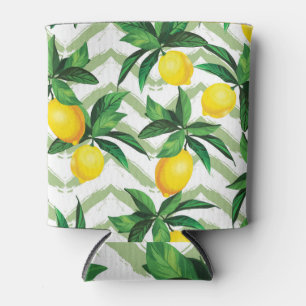 Rafraîchisseur Pour Canette Zigzag citron : motif vintage à la main.