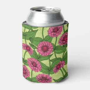 Rafraîchisseur Pour Canette Zinnias rose sur vert clair
