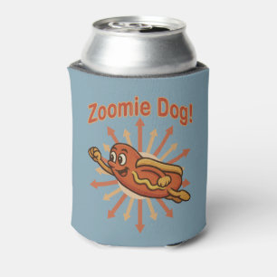 Rafraîchisseur Pour Canette Zoomie Dog Flying Hot Dog Dessin Animé Rétro Amusa