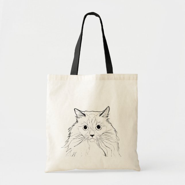 Ragdoll Cat Line Art Tote Bag (Devant)