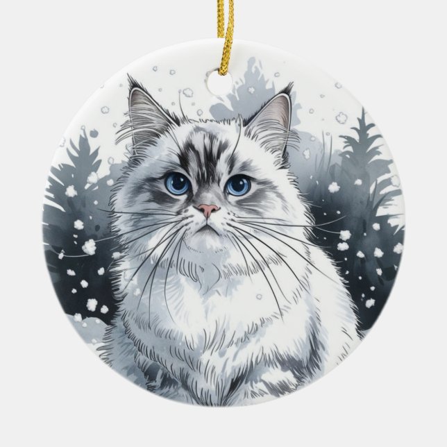 Ragdoll Chat Cercle Noël Noël Noël Noël Ornement (Devant)